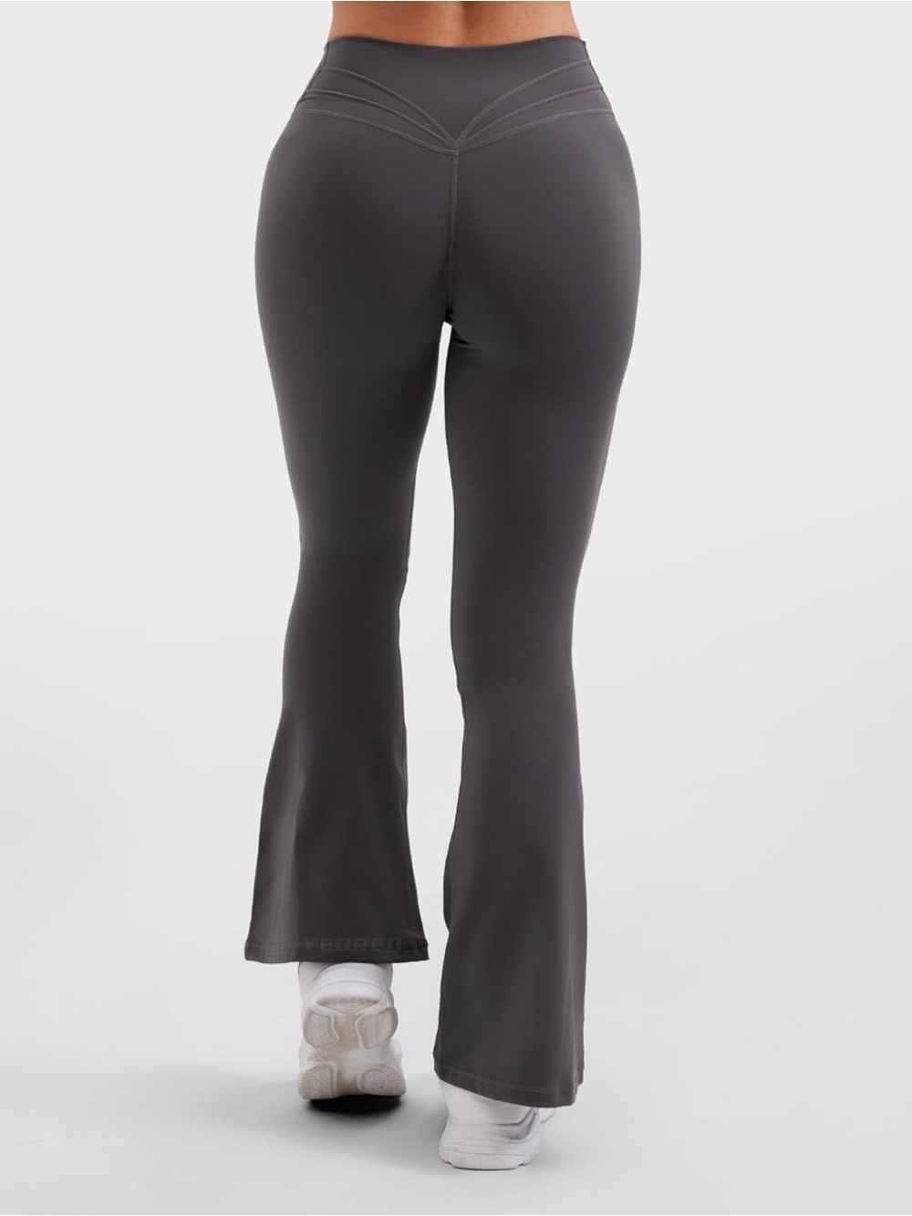 Women's High-Waist Flare Yoga Pants in Charcoal - Picture 2 of 7